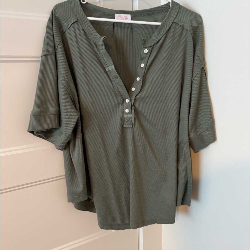 Pink Lily Forest Green Button-Down Shirt